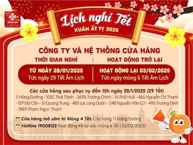 Lịch nghỉ Tết Nguyên đán Ất Tỵ 2025